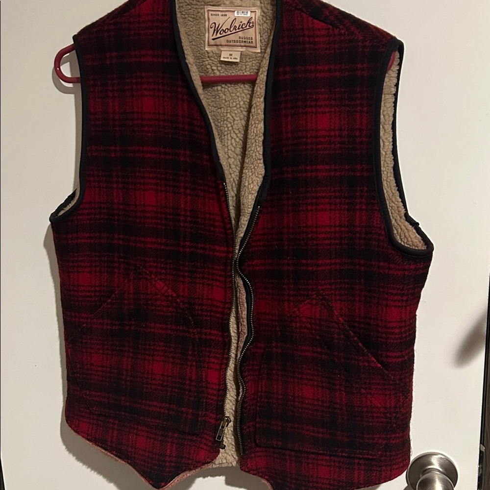 Woolrich Black and Red Checkered Vest
